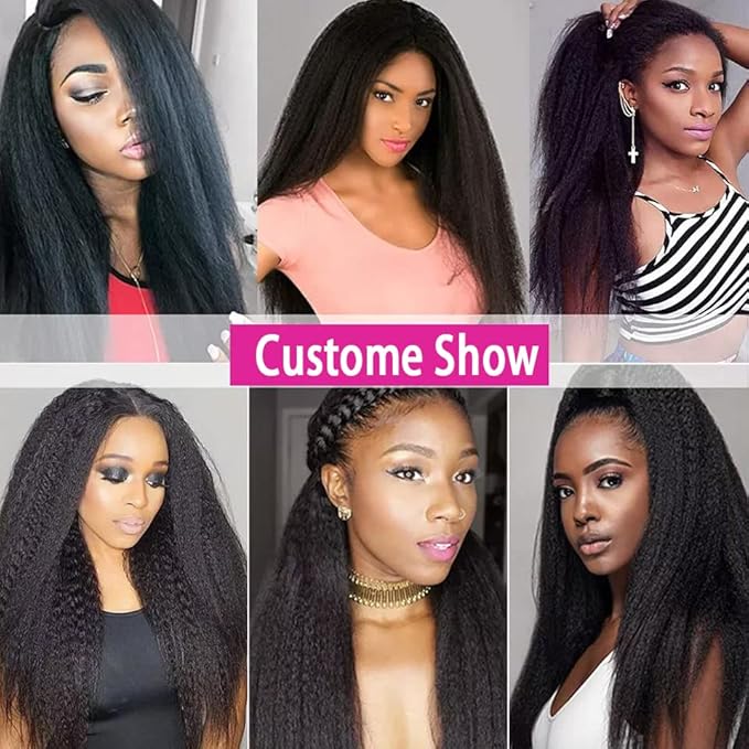 Kinky Straight Clip in Hair Extensions Real Human Hair 8Pcs Remy Human Hair Clip in Extensions for Women, Natural Human Hair 120g 24inch #1B Natural Black