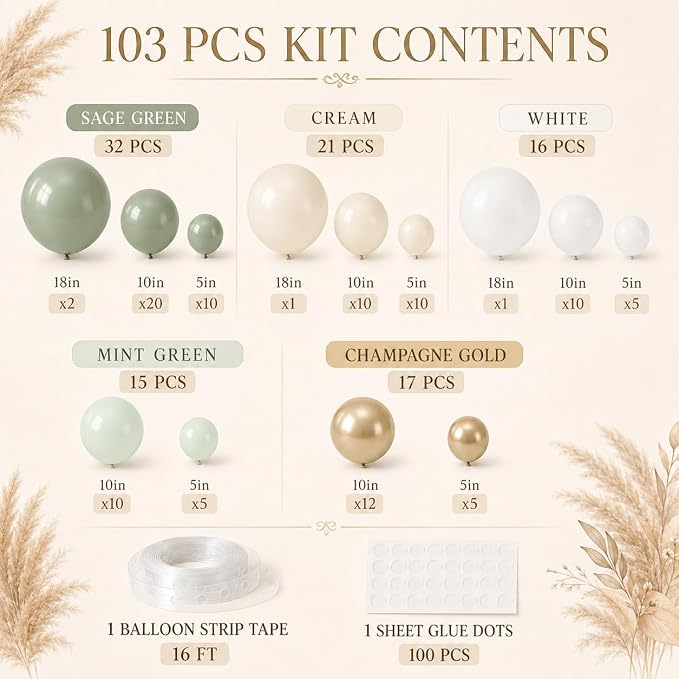 Sage Green Balloon Garland Kit - Image 3