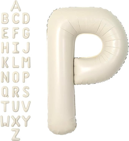 SUWEN 40 Inch Cream Large P Letter Balloons Big Foil Helium A-Z | Jumbo Mylar by SUWEN