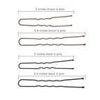 Hicarer 200 Pcs 2.4 & 2 Inches U Shaped Hair Pins with Storage Box Black and Brown for Women Hair Bobby Pins with Clear Storage Box