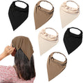 6 Pack Hair Scarf Headband for Women Elastic Bandana Head Scarf Large Boho Triangle Kerchief with Clips Non Slip Scarves