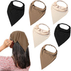 6 Pack Hair Scarf Headband for Women Elastic Bandana Head Scarf Large Boho Triangle Kerchief with Clips Non Slip Scarves