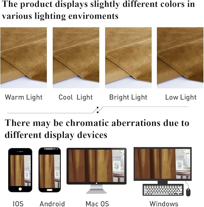 Back Tab Room Divider Curtains Luxury Gold Brown Velvet Blackout Thermal - Image 6
