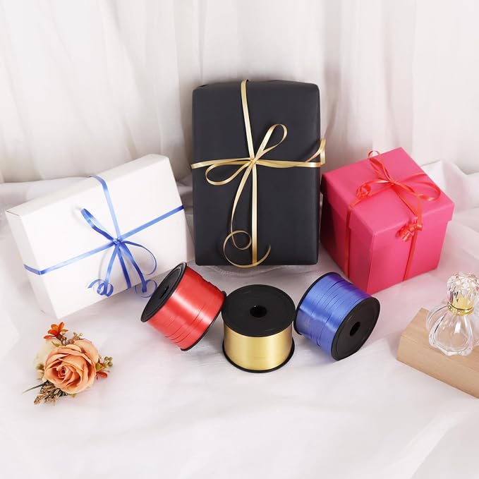 TONIFUL Gold Blue and Red Curling Ribbon Balloon String Gift Wrapping Decor | - Image 6
