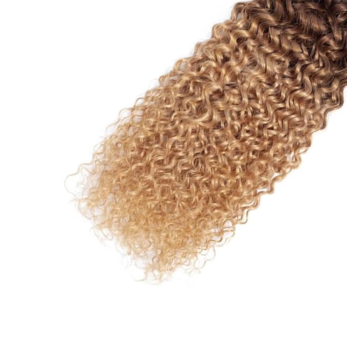 30 32 34 Inch Ombre Brown Human Hair Bundles Blonde Curly Bundles 3 Tone Black and Honey Blonde Bundle Niegmeag Brazilian Virgin Soft and Silky Remy Hair Extensions