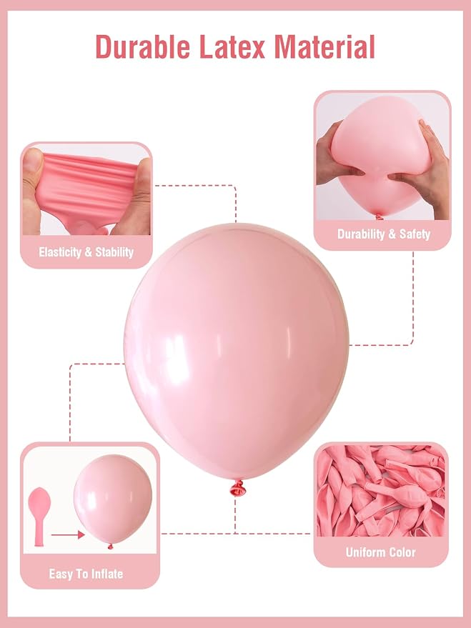 Pink Balloons 12 Inch 60 Pcs Light Baby Pastel Pink Latex Balloons - Image 4