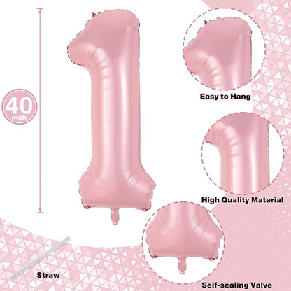 11 Balloon Number Birthday, Giant Light Pink Number 1 & 1 Helium Foil Balloon - Image 2