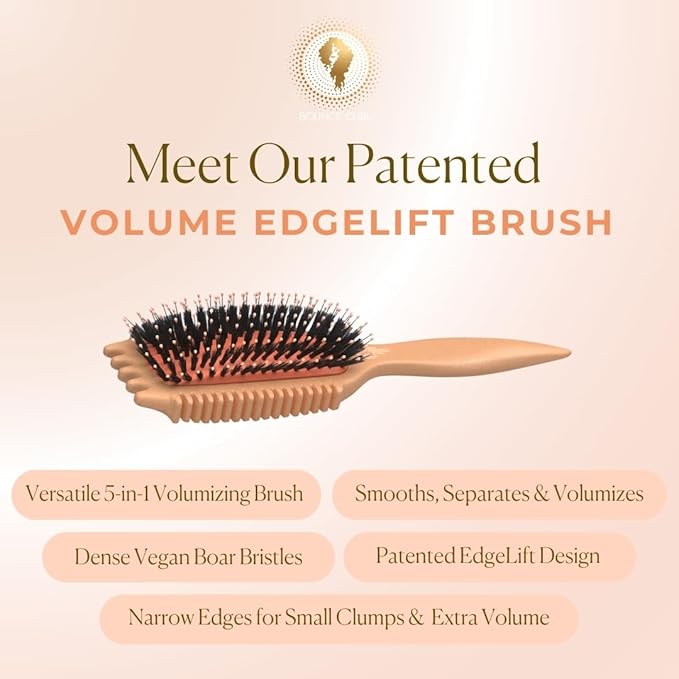 Bounce Curl Volume EdgeLift Brush, 5-in-1 Tool for Volumized, Defined Curls, Waves & Coils - Peach