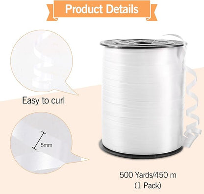 White Curling Ribbon, 500 Yard Balloon String Ribbons - Image 4