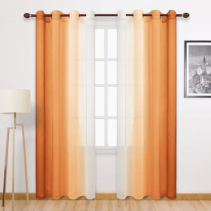 DWCN Faux Linen Ombre Sheer Curtains by DWCN
