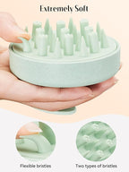 HEETA Hair Scalp Massager for Hair Growth, Shampoo Brush, Scalp Scrubber Exfoliator with Soft Silicone Bristles for Dandruff Removal to Relieve Stress, Wet Dry Use Updated Material, Green