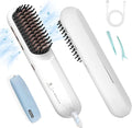 Cordless Hair Straightener Brush - [200M Negative Ions] Webeauty Portable Straightening Brush for Women, Fast Heating Straightener Mini Travel Europe Dual Voltage Car Outdoor USB Rechargeable, White