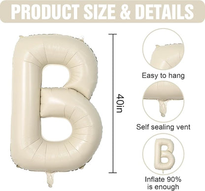 Cream OH BABY Balloons, 40 Inch Letter Oh Baby Balloon Banner Beige - Image 2