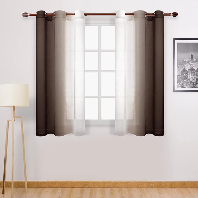 DWCN Faux Linen Ombre Sheer Curtains by DWCN