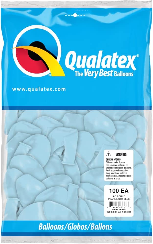 Qualatex 11" Pearl Light Blue Balloons by Pioneer Balloon Company - Image 2