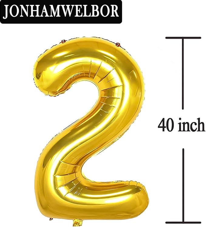 Jonhamwelbor 20 Number Balloons Gold Big Jumbo Giant Big Large Number 20 Foil - Image 2