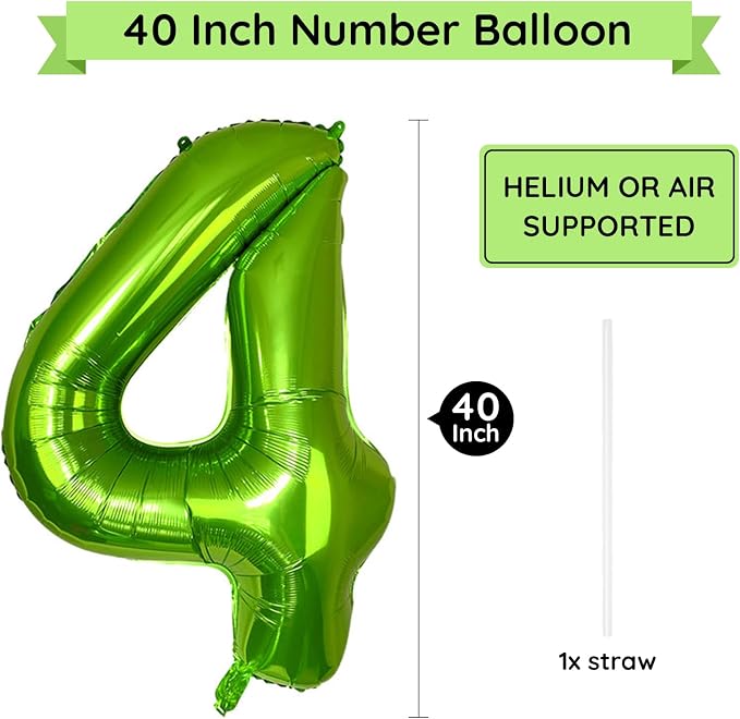 40 Inch Green Number Balloon 4, Large Number Foil Balloons Mylar - Image 2