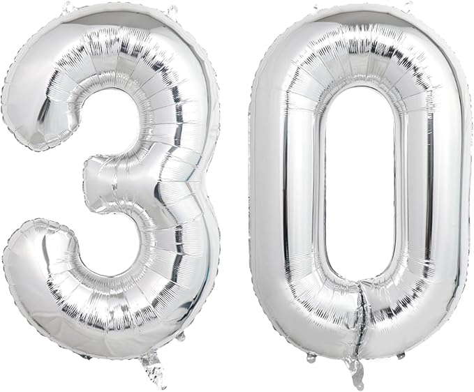 Number Balloons Silver Party Balloon by United-UnicornsParty