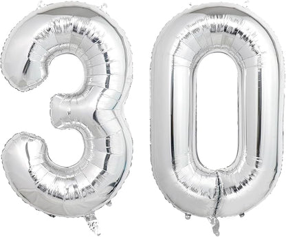 Number Balloons Silver Party Balloon by United-UnicornsParty