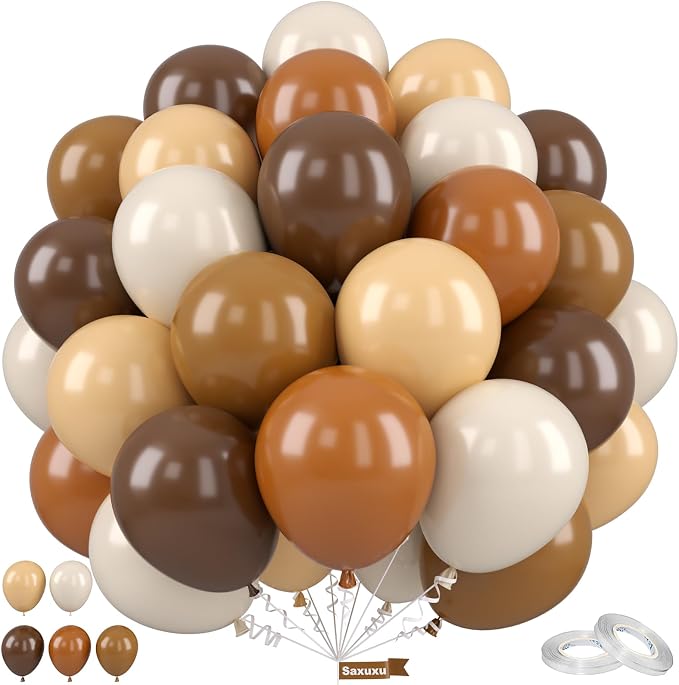 Brown Balloons, 12 Inch Neutral Balloons, Retro Coffee Brown Apricot Sand White by Saxuxu