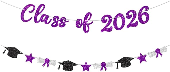 Class of 2026 Banner Purple Graduation Decorations Prestrung 2026 Graduation by Blopee