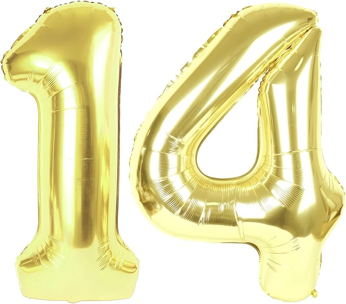 14 Balloon - Champagne Gold Birthday Number Balloons, 40 Inch Decorations | by ALPHADELTAPI