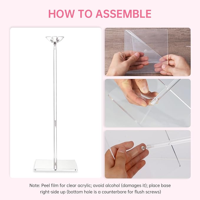 Clear Acrylic Balloon Stands for Table, Adjustable 15.75 Inch 23.6 Inch 31.5 - Image 4