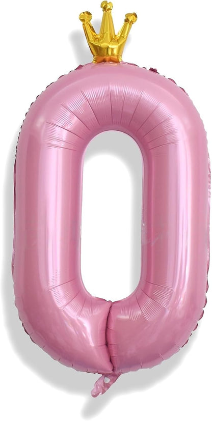 Light Pink Number 0 Balloons for Girls, 40 Inch Foil Large Pastel Pink by Isndare