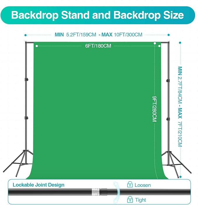 EMART Photography Lighting Kit, 7 x 10 FT Backdrop Stand - Image 2