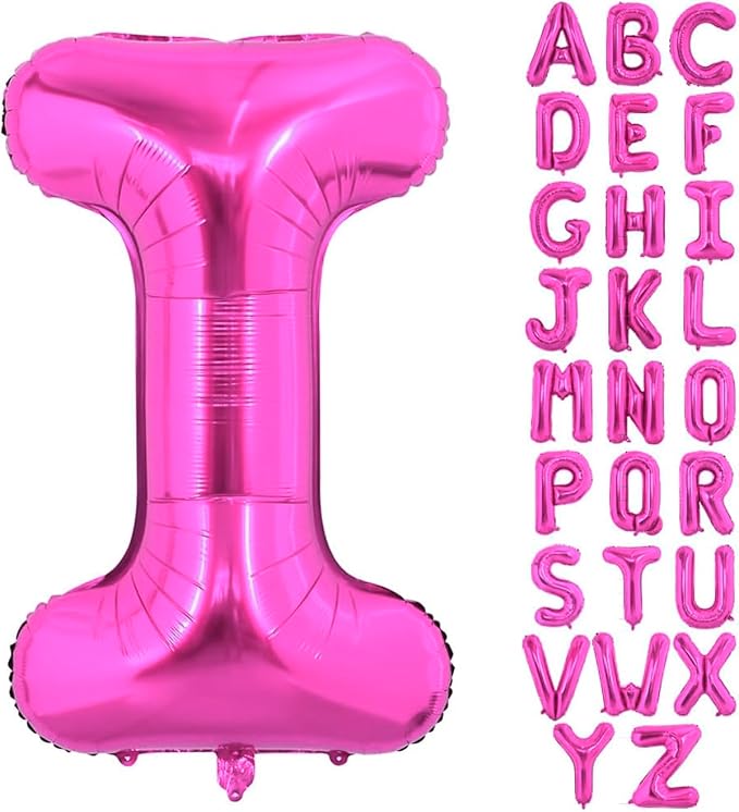 Hot Pink Letter I Balloons, I Letter Balloon 40 Inch Foil I Balloon | Hot Pink by BBPOOL