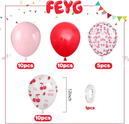 Red and Pink Cherry Balloons, 12 Inch Red Pink Cherry Printed Balloon and - Image 2