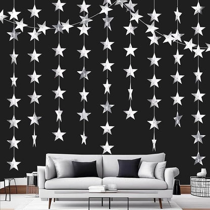 Silver Shining Star Hanging Garland Silver Hanging Sparkling Star Streamer - Image 3