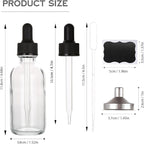 2 oz Glass Dropper Bottles,4 Pack 60ml Empty Reusable Leak Proof Thick Tincture Bottles for Essential Oils,Hair Oil,Liquids,Laboratory,Pharmacist Bottle,Massage,Perfumery Aromatherapy