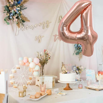 TONIFUL 40 Inch Rose Gold Large Numbers Balloons 0-9, Number 4 Digital 4 Helium - Image 4