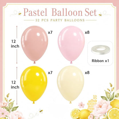 Pink and Yellow Balloons, 12inch Pastel Light Dusty Pink Butter Pale Mustard - Image 2