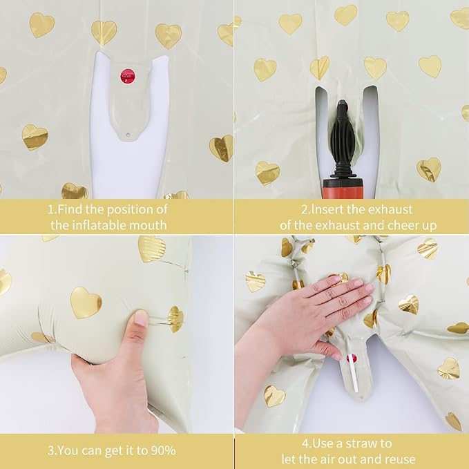 38 Inches Bow Balloon with Gold Heart Print - Image 3