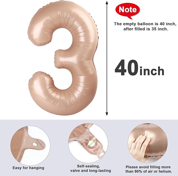 3 Balloon Number 40 Inch Light Brown Balloons - Image 5