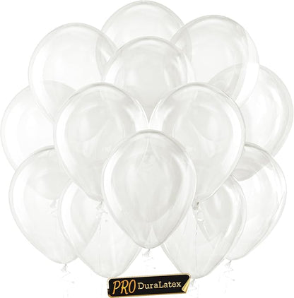 Pro Duralatex Clear Extra-Thick Balloons 100 Pack 12 inch | Transparent Balloons by Bezente