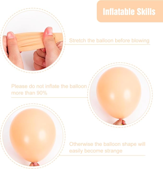 RUBFAC 135pcs Nude Balloons, Latex Boho Beige Apricot Balloon Different Sizes - Image 3