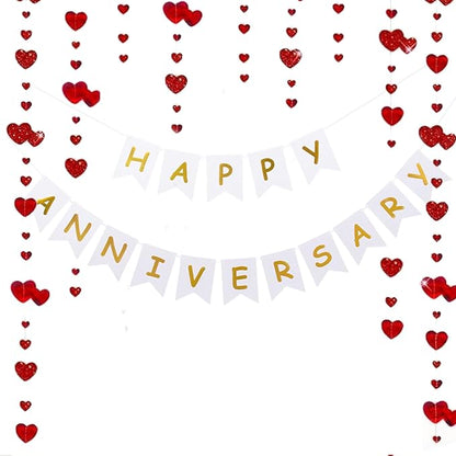 Happy Anniversary Banner Balloons Wedding Love Party and Background Indoor by Unknown
