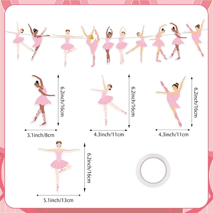 Hooqict Happy Birthday Banner Ballerina Birthday Party Decorations Ballerina - Image 2
