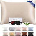 100% Mulberry Silk Pillowcase 22 Momme (SGS Certified) with Free Silk Eye Mask - Luxury Gift-Ready Folded Packaging, Cooling Pillow Cover for Hair & Skin Care (Champagne, Standard (1 Pack))