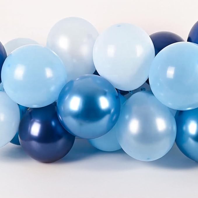 Blue Balloon Set, 60 Packs 12 Inches Metallic Balloons Pearl Macaron Baby Blue - Image 4