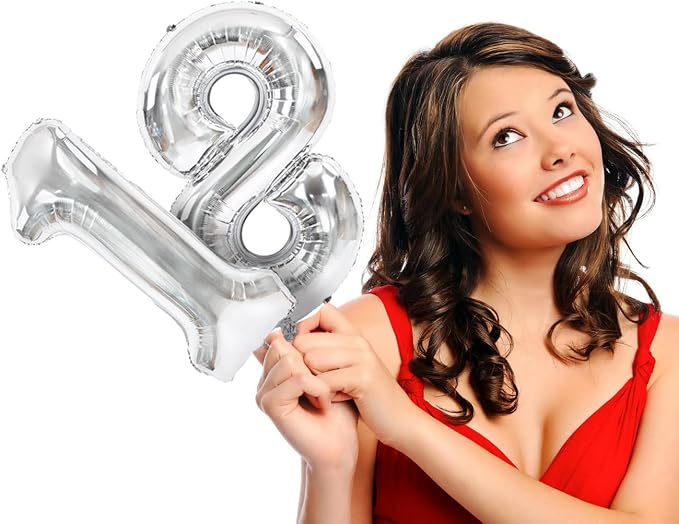 TONIFUL Number Balloon 16 Inch 10 Pcs Silver 0-9 Birthday Number Balloons | - Image 4