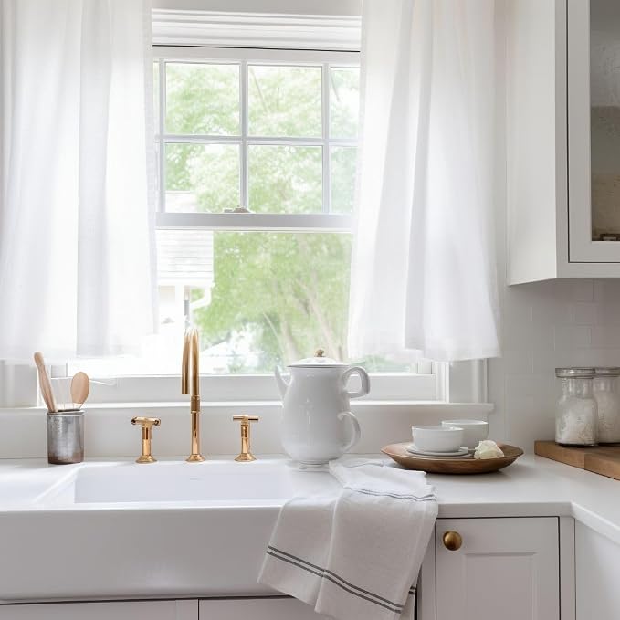YoungsTex White Linen Curtains 40 Inches Length - Image 7