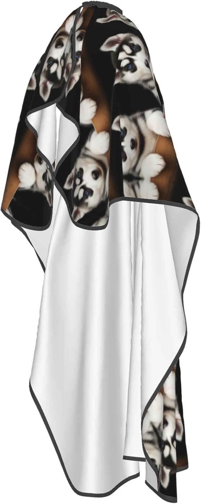 Large Long Hair Cutting Cape, Salon Apron Cute Siberian Husky Puppy Art Haircuting Salon Cape Gown for Hair Cutting Styling