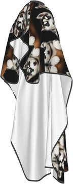 Large Long Hair Cutting Cape, Salon Apron Cute Siberian Husky Puppy Art Haircuting Salon Cape Gown for Hair Cutting Styling