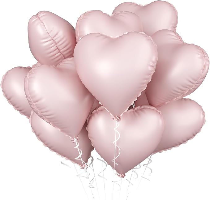 Baby Pink Heart Balloon, 18inch Pastel Pink Heart Shape Balloons Helium by BIAPIAN