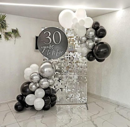 Black and Silver Balloons, Baby Shower, and Silver Theme Party Decoration - Image 8