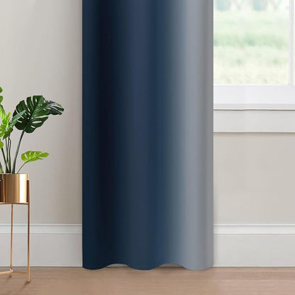 Yakamok Ombre Curtains Navy Blue and Greyish White - Image 4